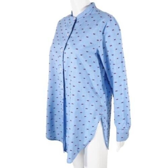 Gap  Womens Tunic Shirt Dress Size Small Oversized Long Sleeve Blue Red Flags - Picture 3 of 10